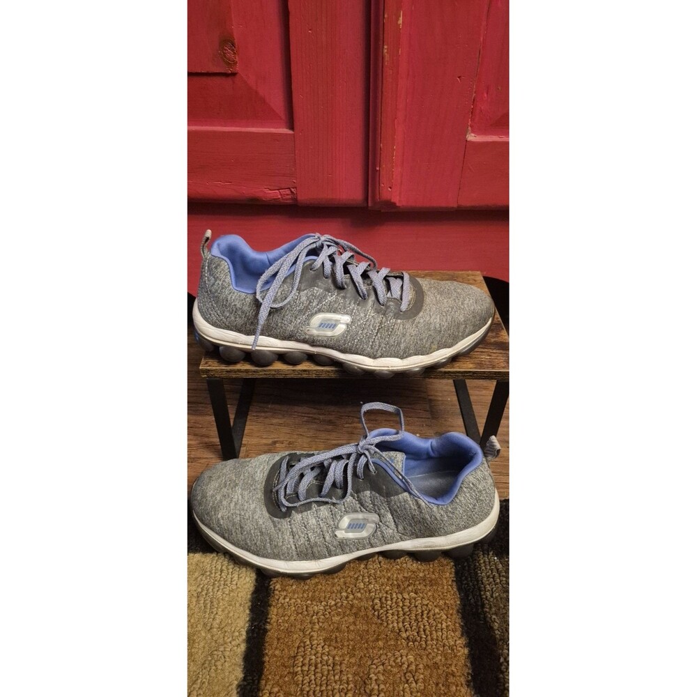 Skechers Suze 10 Glide Step Persistence Gray Blue Sneakers GUC Low Top Read